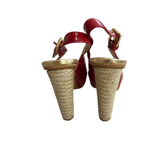 MICHAEL KORS Red Patent Leather Slingback Heels Size 4.5 - Picture 3 of 12